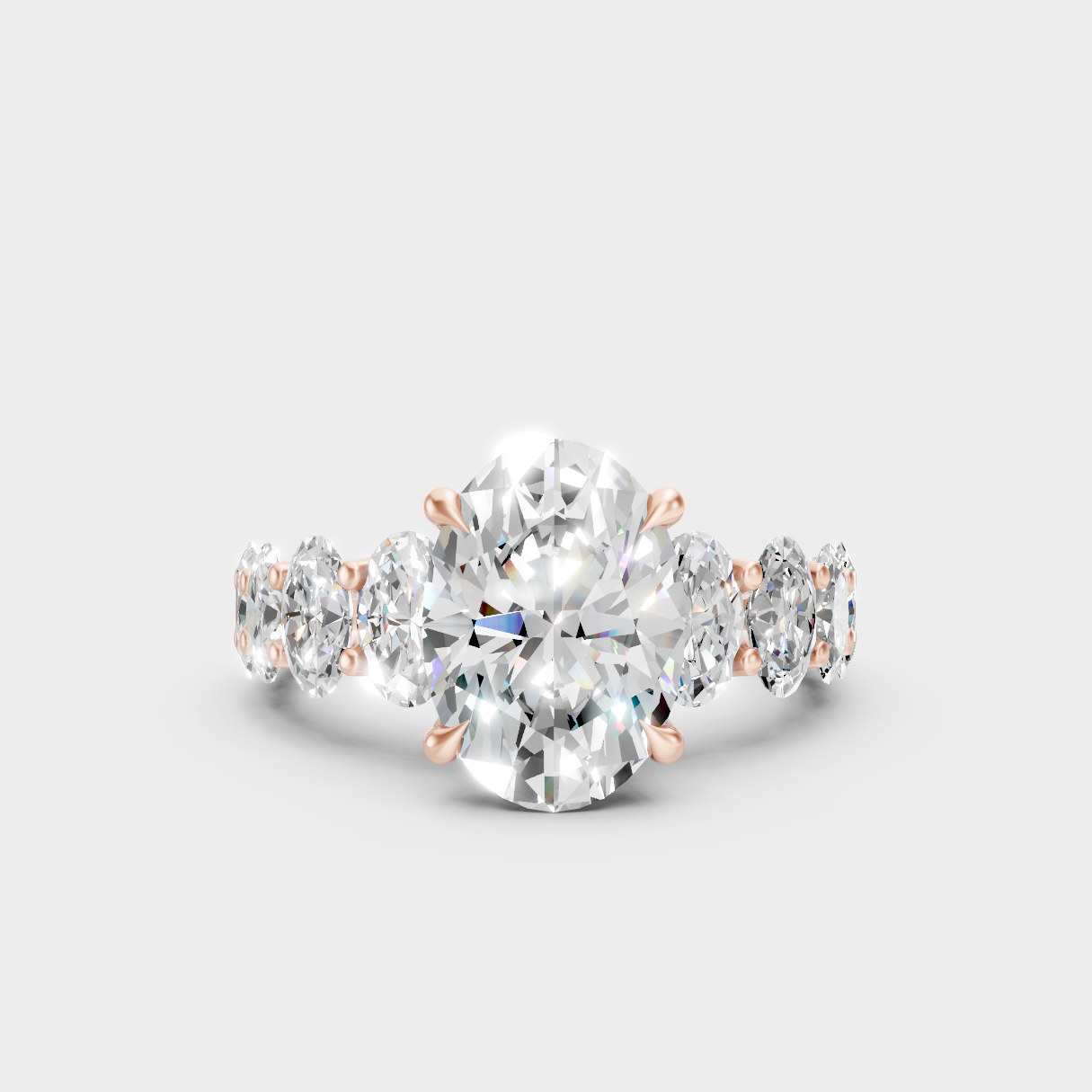 Romantic 18K Rose Gold Hidden Halo Ring With 7.13Ct Oval Lab-Grown Diamond